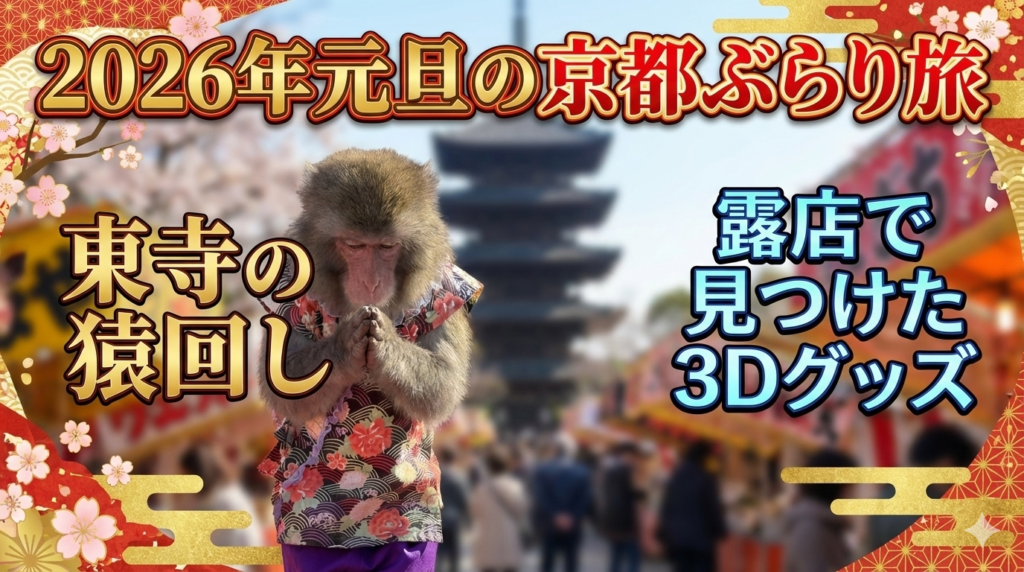2026年元旦の京都ぶらり旅｜東寺の猿回しと露店で見つけた3Dプリンター製グッズの驚き